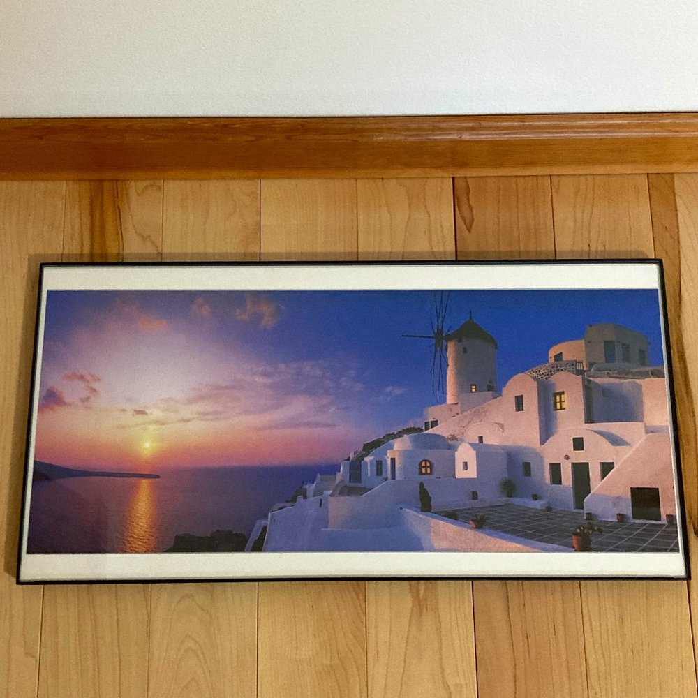 Framed Ocean Sunset Photo/Picture in Greece - White Matt/Black Frame